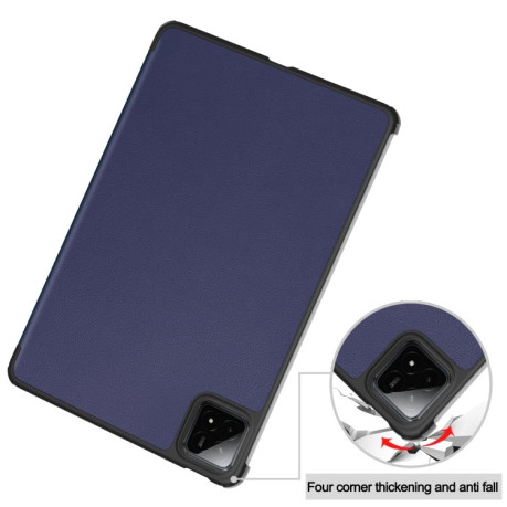 Чехол Custer Texture Three-folding Sleep/Wake-up для Xiaomi Pad 7 / 7 Pro- черный - синий