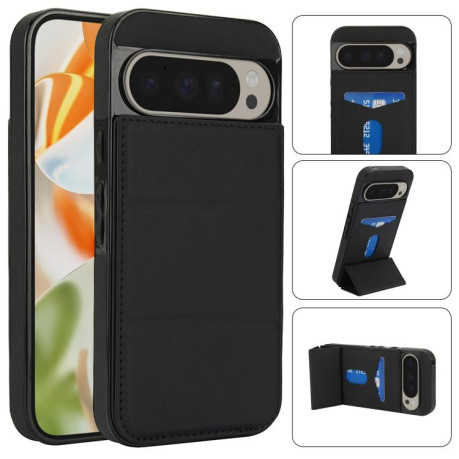 Протиударний чохол Tri-fold Holder Leather Phone Case with Card Slot для Google Pixel 9 / 9 Pro - чорний
