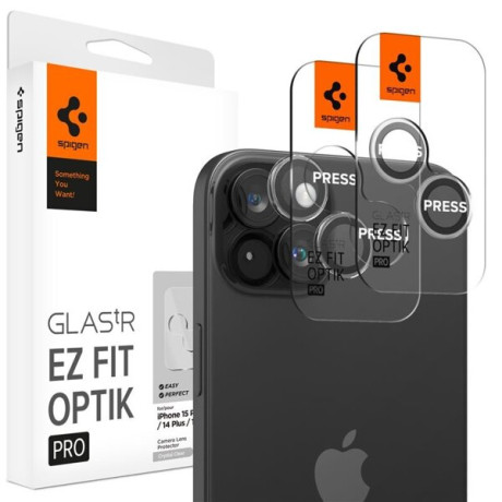 Комплект захисного скла 2шт на камеру Spigen Optik.Tr Camera Lens для iPhone 15 / iPhone 15 Plus