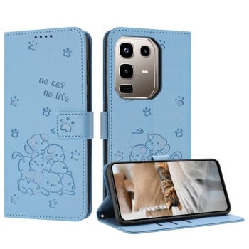 Чохол-книжка Embossed Kitten Phone Leather для Infinix Note 50 4G / 50 Pro 4G - синій