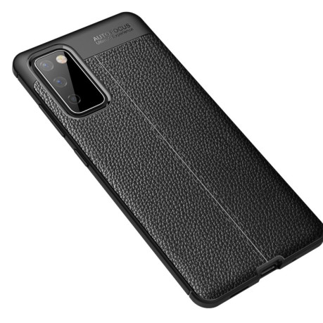 Противоударный чехол Litchi Texture на Samsung Galaxy S20 FE - черный