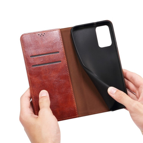 Чехол-книжка Simple Wax Crazy Horse для Samsung Galaxy S25 5G - коричневый