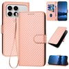 Чехол-книжка Carbon Fiber Texture на Xiaomi Redmi K90 / Poco F8 Pro 5G — розовый