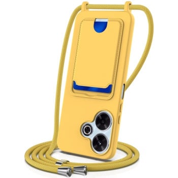 Силиконовый чехол Integrated Card Bag Solid Color Liquid Silicone на Xiaomi Poco M6 4G - желтый