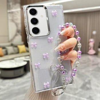 Протиударний чохол Little Fresh Butterfly Bow Chain для Samsung Galaxy S22 5G - фіолетовий
