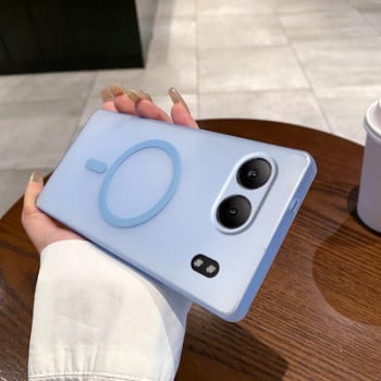 Противоударный чехол матовый Ice Fog Fine Hole с MagSafe на OnePlus Nord 4 5G - синий