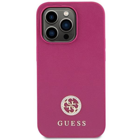 Оригинальный чехол Guess Strass Metal для iPhone 15 Pro Max - pink(GUHCP15XPS4DGPP)