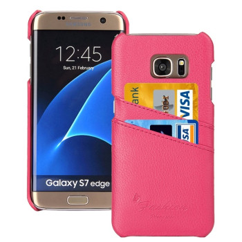 Кожаный Чехол Fashion Deluxe Retro для Samsung Galaxy S7 Edge / G935 - пурпурно-красный