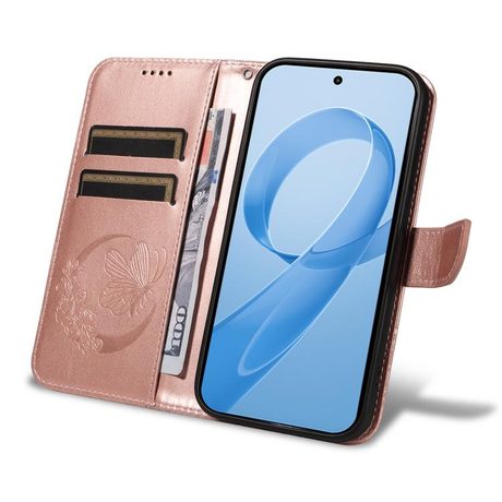 Чехол-книжка Swallowtail Butterfly Embossed Leather для Xiaomi Redmi K90/Poco F8 Pro — розовое золото