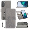 Чохол-книжка Four-leaf Clasp Embossed Samsung Galaxy S22 5G - сірий