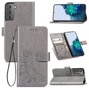 Чохол-книжка Four-leaf Clasp Embossed Buckle Samsung Galaxy S22 Plus 5G - сірий