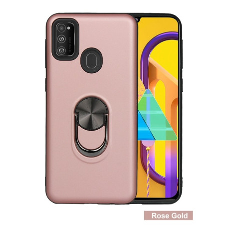 Протиударний чохол-підставка HMC Ring Color на Samsung Galaxy M21/M30s-рожево-золото