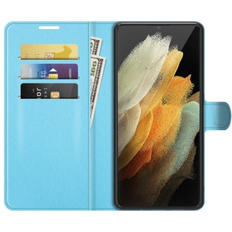 Чохол-книжка Litchi Texture на Samsung Galaxy S22 Ultra 5G - синій