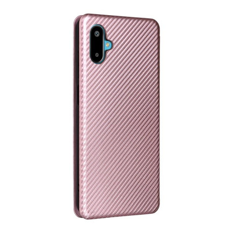 Чехол-книжка Carbon Fiber Texture на Samsung Galaxy M06 5G - розовый