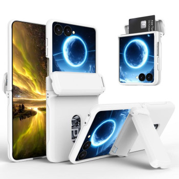 Чохол Escase зі шнурком, підставкою та відсіком на карт на Samsung Galaxy Flip8 5G — білий