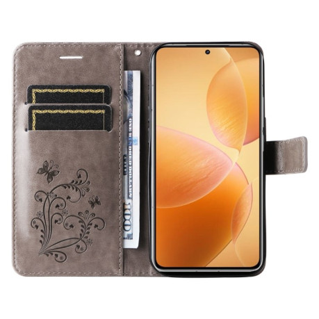 Чехол-книжка Embossed Butterfly для Xiaomi 14T Pro - серый