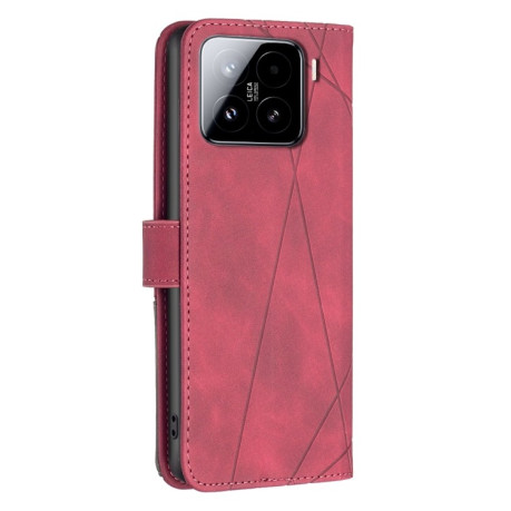 Чехол-книжка Rhombus Texture для Xiaomi 15 Pro - красный