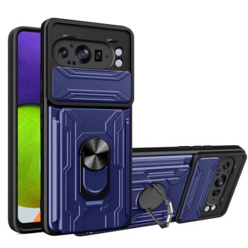 Чехол со шторкой на камеру Sliding Camshield и подставкой на Google Pixel 9 Pro XL - синий