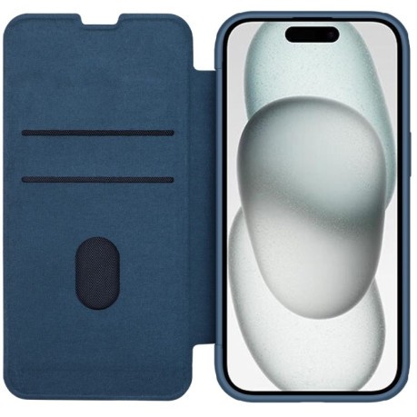 Чехол-книжка QIN Series Pro Fabric Textured Leather для iPhone 15 - синий
