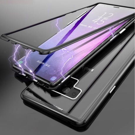 3D магнитный чехол металлический бампер с гибридным стеклом на заднюю часть для Samsung Galaxy Note 9 черный