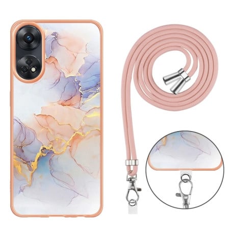 Протиударний чохол Electroplating IMD with Lanyard для OPPO Reno8 T 4G - Marble