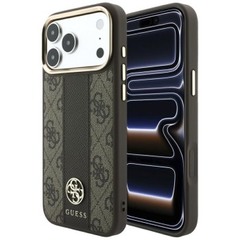 Оригінальний чохол Guess 4G Stripe Classic Logos з MagSafe на iPhone 17 Pro Max / 18 Pro Max — коричневий