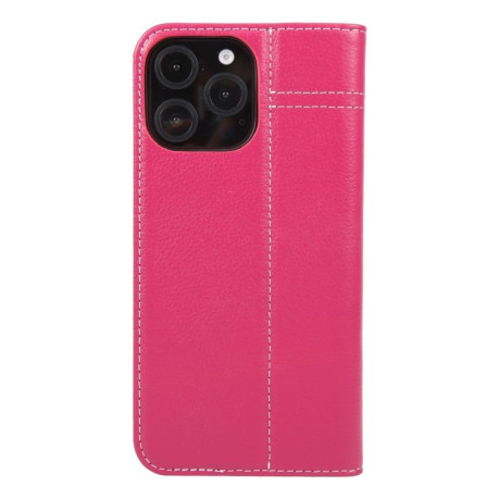 Чохол протиударний GEBEI Top-grain Horizontal Flip Leather для iPhone 16 Pro - пурпурно-червоний