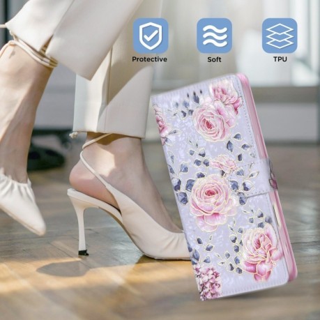 Чехол-книжка Bronzing Painting RFID для iPhone 16 Pro Max - Rose