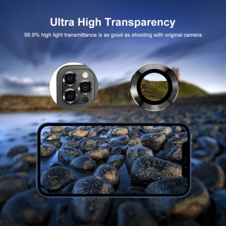 Защитное стекло на камеру ENKAY 9H Aluminium для iPhone 15 Pro / 15 Pro Max - серебристое