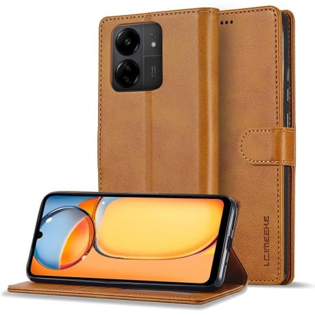 Чехол книжка LCIMEEKE Calf Texture на Xiaomi 14T - коричневый