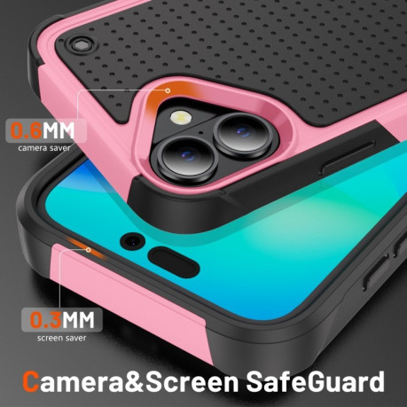 Чохол протиударний PC + TPU Shockproof Protective для iPhone 16 - Pink+Black