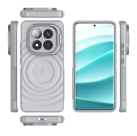 Чохол Lens Frame Bracket Corrugated MagSafe для Xiaomi Redmi Note 14 Pro+ 5G - сірий