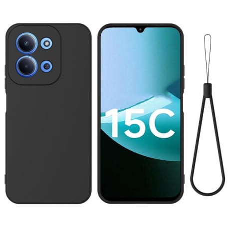 Силиконовый чехол Solid Color Liquid Silicone на Xiaomi Redmi 15C 4G / 5G 173.1mm - черный