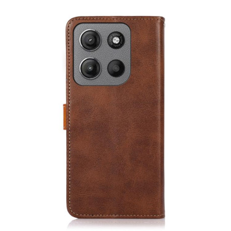 Чехол-книжка KHAZNEH Dual-color Cowhide для Motorola Moto G15 4G / G05 - коричневый