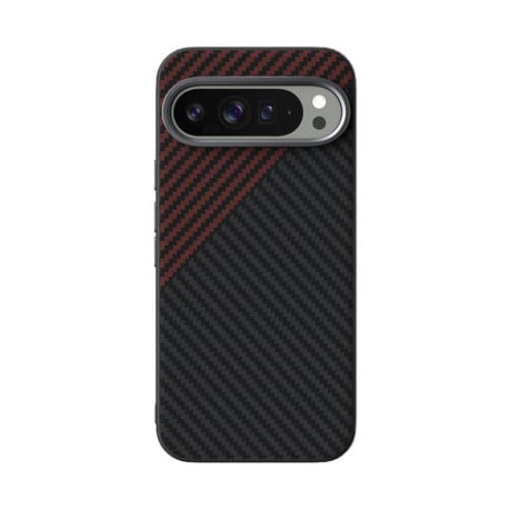 Карбоновый чехол ABEEL C Carbon Fiber Series фактура 6D Micro Relief с MagSafe на Google Pixel 10 Pro XL - черно-красный