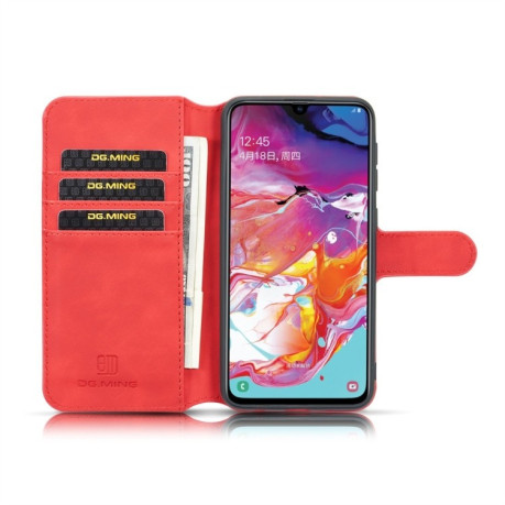 Чехол-книжка DG.MING Retro Oil Side на Samsung Galaxy A10-красный