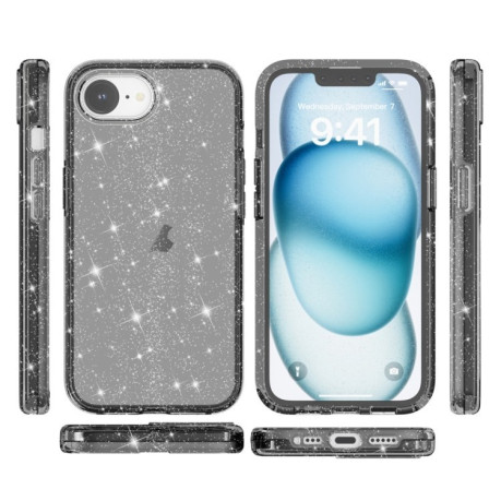 Противоударный чехол Terminator Style Glitter для iPhone 16e - черный