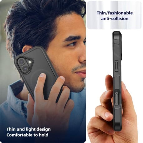 Противоударный чехол Kalebol 2 in 1 Matte с MagSafe на iPhone 17 - черный