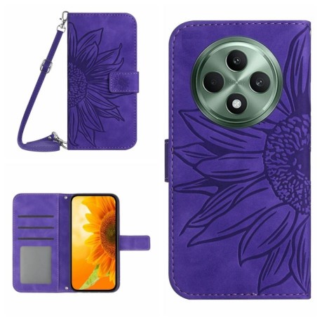 Чехол-книжка Skin Feel Sun Flower для OPPO Reno12 F/12 FS 5G Global - фиолетовый