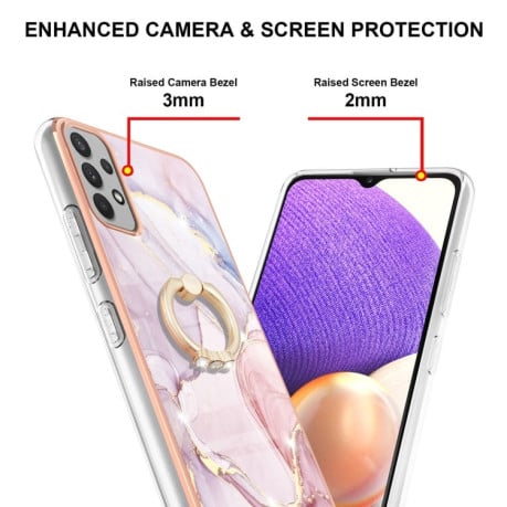 Протиударний чохол Electroplating Marble with Ring Holder Samsung Galaxy A13 4G - рожеве золото