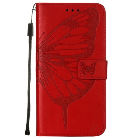 Чехол-книжка Embossed Butterfly для Samsung Galaxy M33 5G  - красный