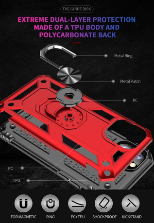 Протиударний чохол HMC з поворотною підставкою на iPhone 11 Pro-червоний