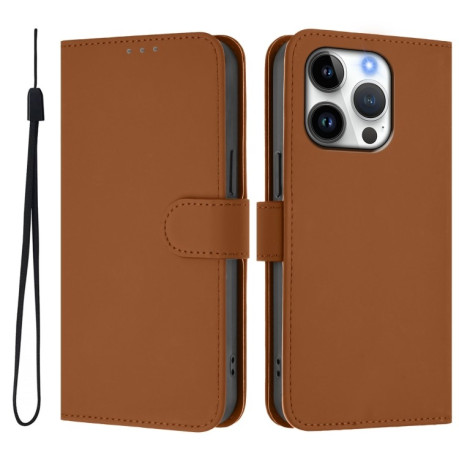 Чехол-книжка Skin Feel S-type для iPhone 16 Pro - коричневый