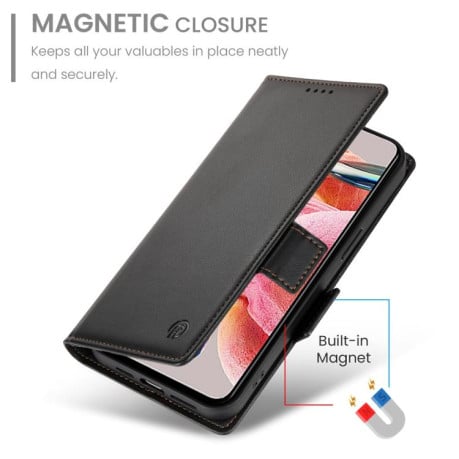 Чохол-книжка Side Buckle Magnetic Frosted Leather на Xiaomi Redmi 15C 5G / 4G EU 173mm / Poco C85 5G - чорний