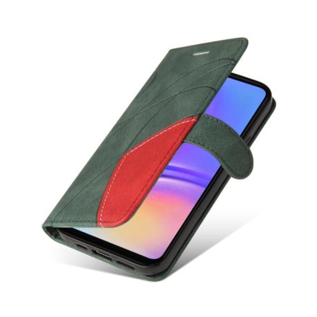 Чохол-книжка Dual-color Splicing Flip Leather на Samsung Galaxy A07 5G - зелений