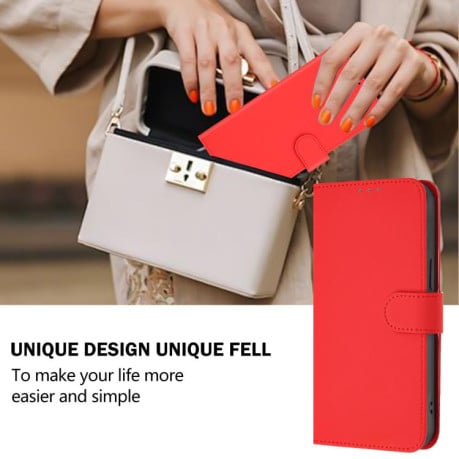 Чехол-книжка с мягким покрытием (Skin Feel) со шнурком на Xiaomi 15T Pro 5G - красный