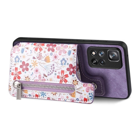 Протиударний чохол Retro Painted Zipper Wallet для Redmi Note 13 Pro+ 5G - фіолетовий