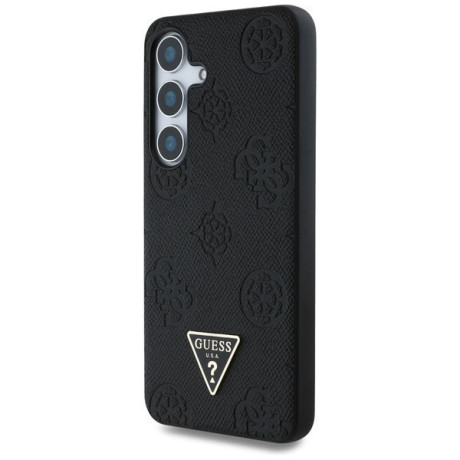 Оригінальний чохол Guess Grained Hot Stamp Peony Pattern Triangle Logo MagSafe для Samsung Galaxy S25 - Black