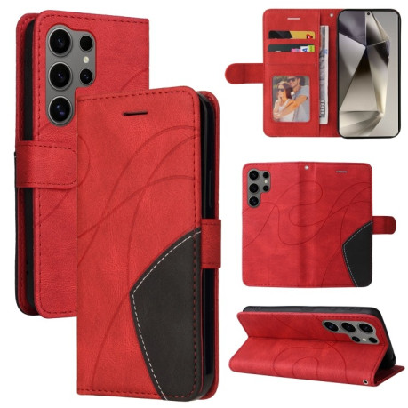 Чехол-книжка CaseNeo Splicing Dual Magnetic Buckle Leather для Samsung Galaxy S25 Ultra 5G - красный