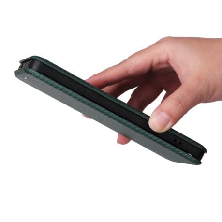 Чохол-книжка Carbon Fiber Texture на Xiaomi Redmi Note 13 Pro+ - зелений